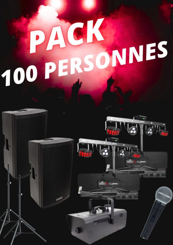 Pack son et lumière (enceinte et jeux de lumière) pour 100 personnes